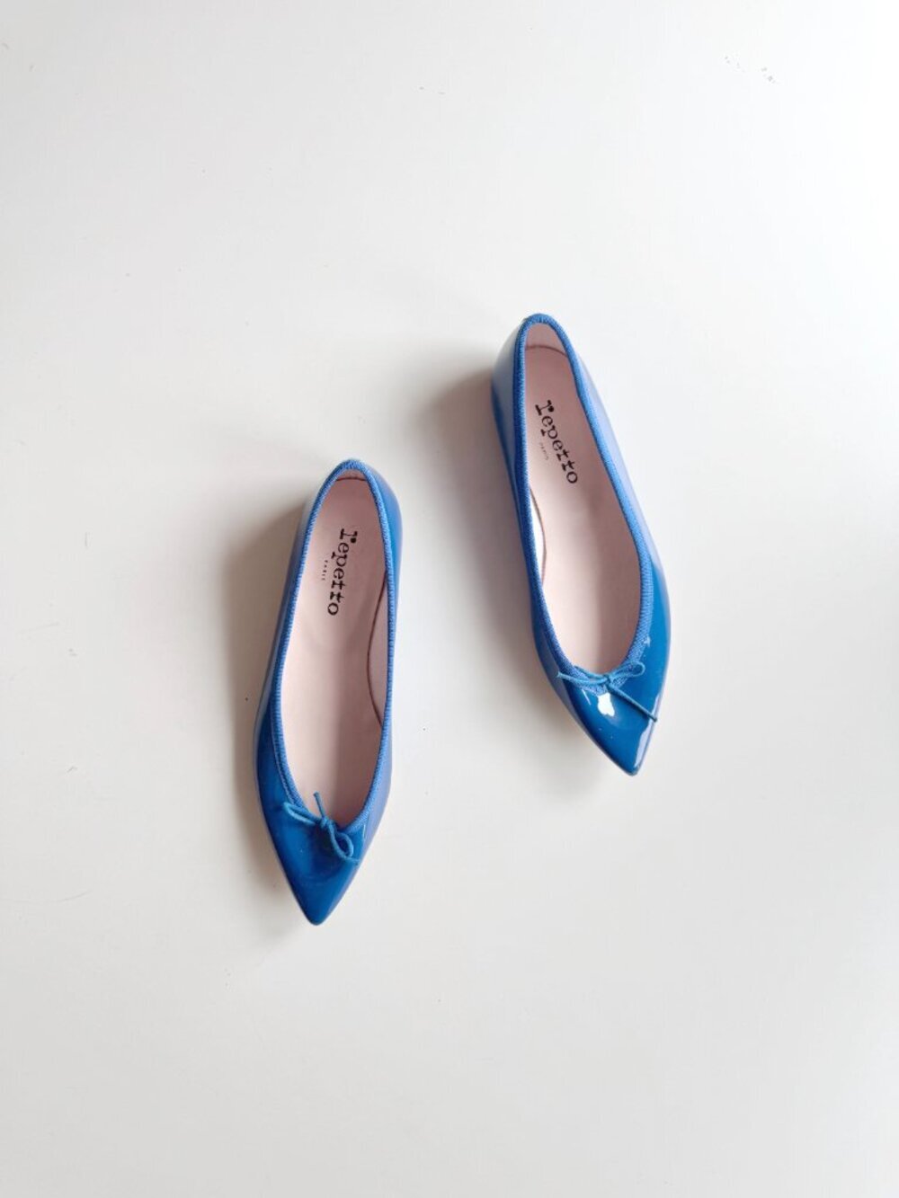 REPETTO Brigitte Cobalt Blue Patent Leather Pointed Toe Ballet Flats, Size 38